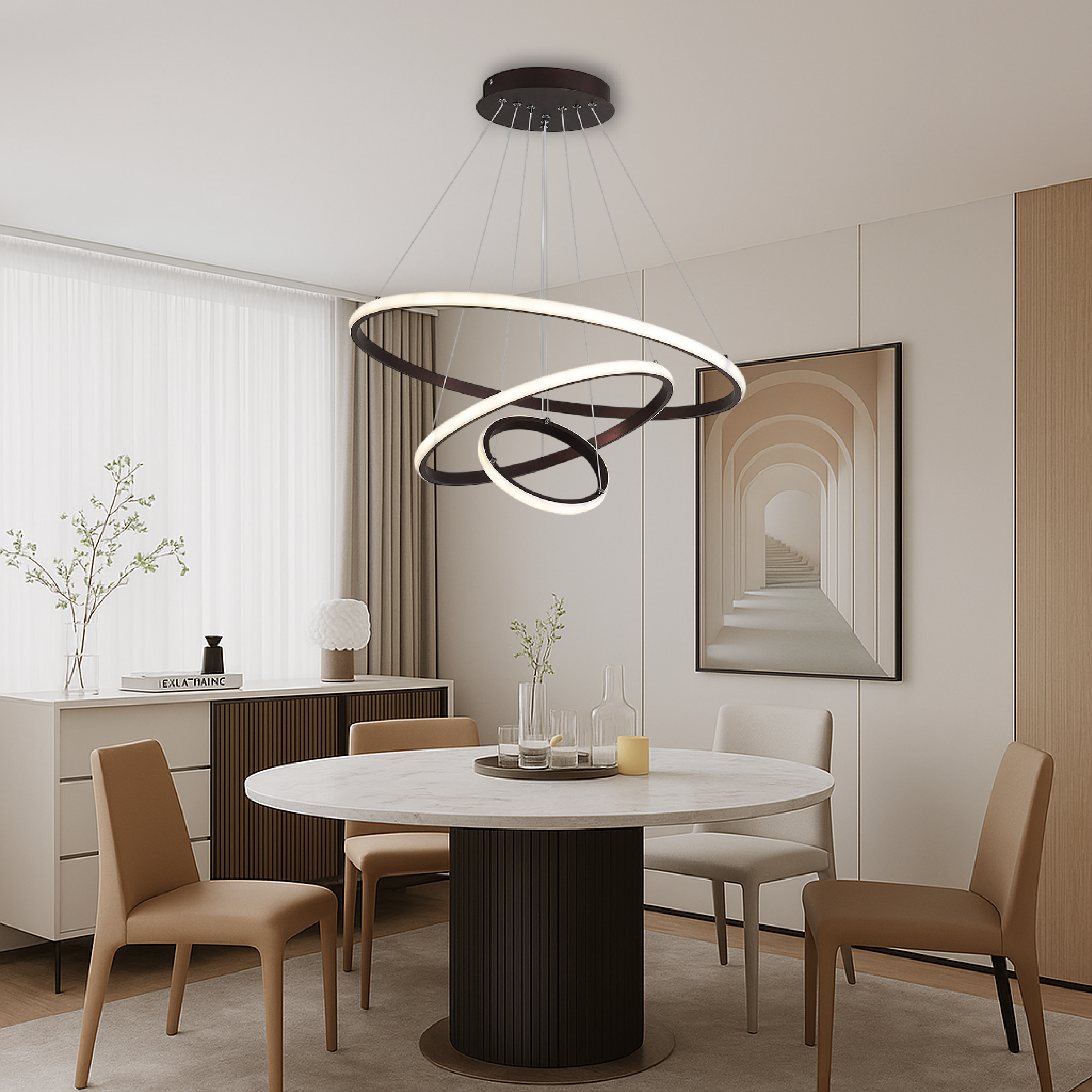 Moderne lysekrone med 3 lag