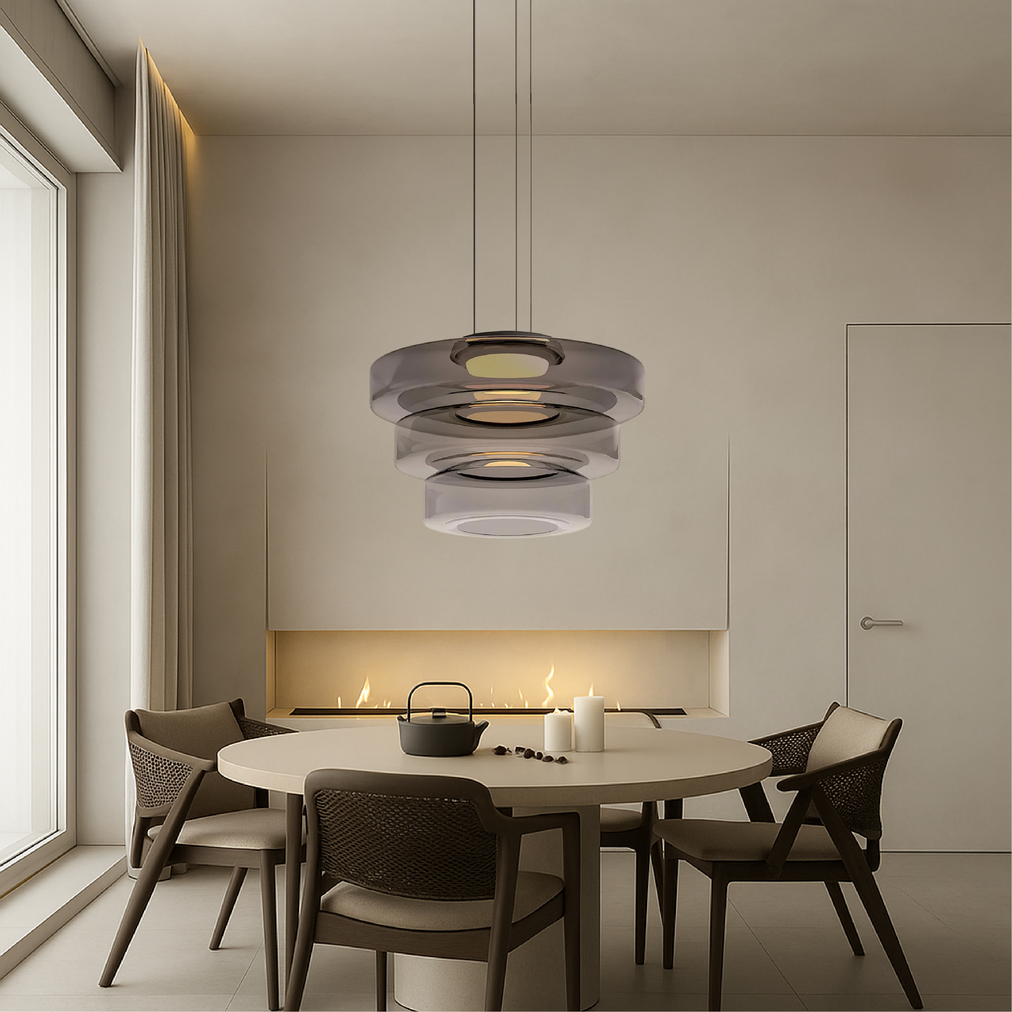 Dansk Bauhaus-pendel i glas