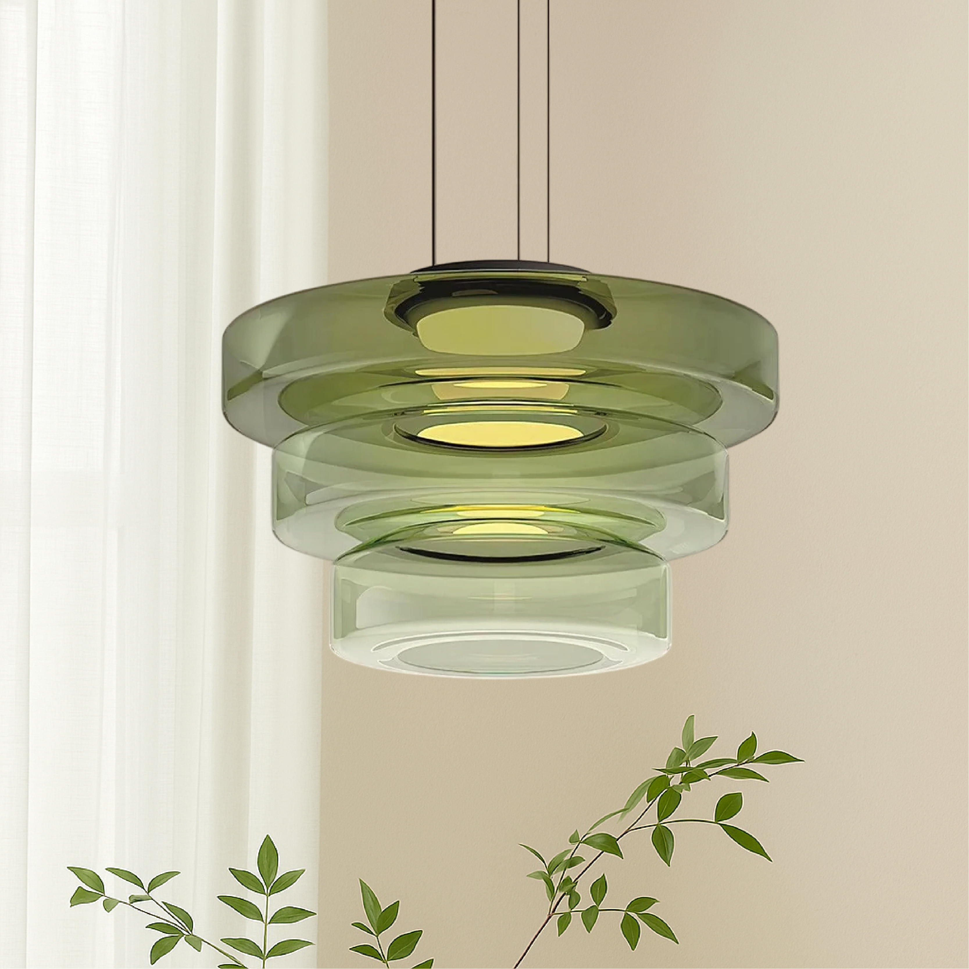 Dansk Bauhaus-pendel i glas