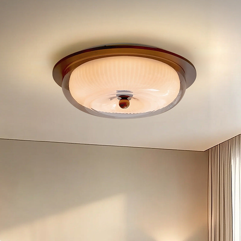 Loftslampe i glas og træ