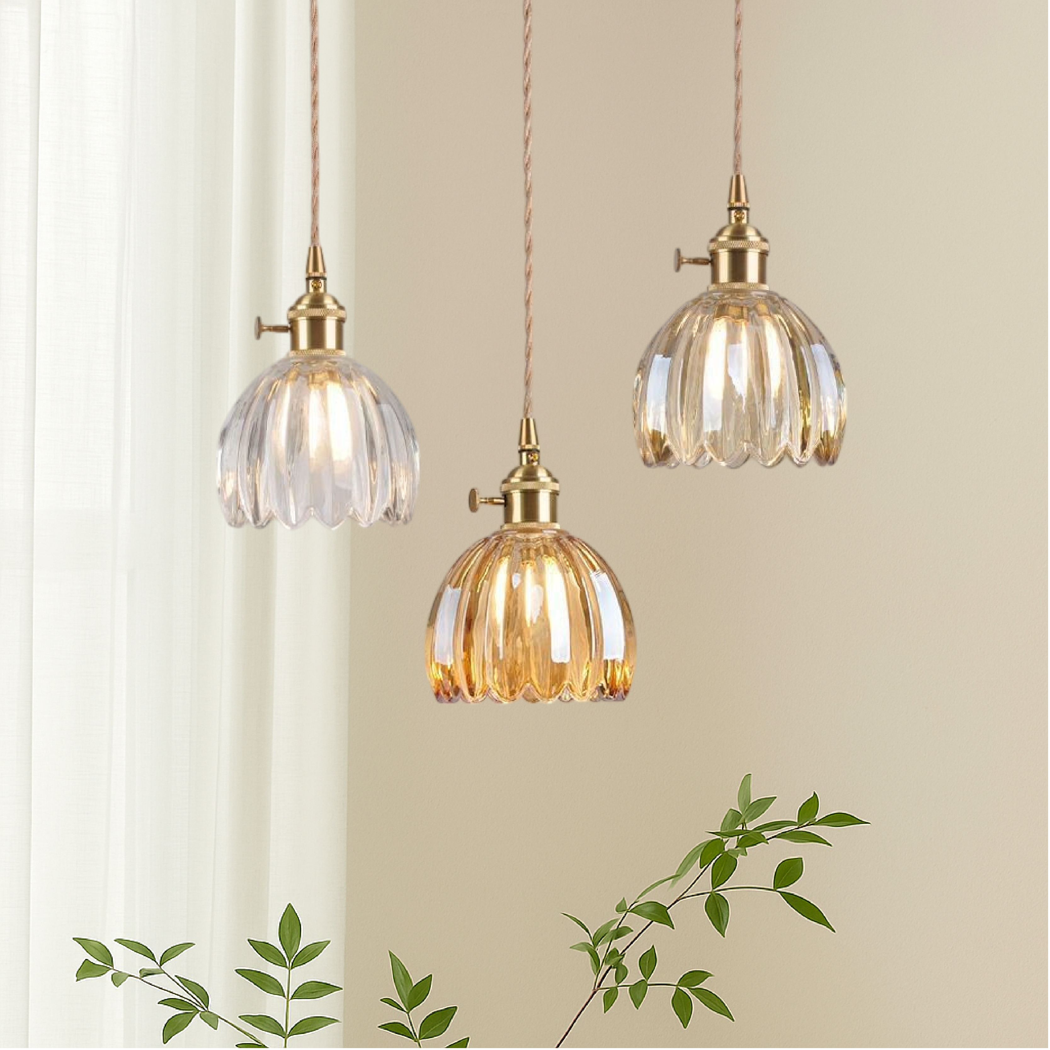 Japansk pendellampe i glas