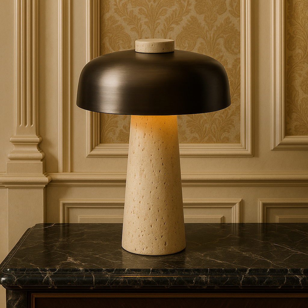 Bordlampe i travertin