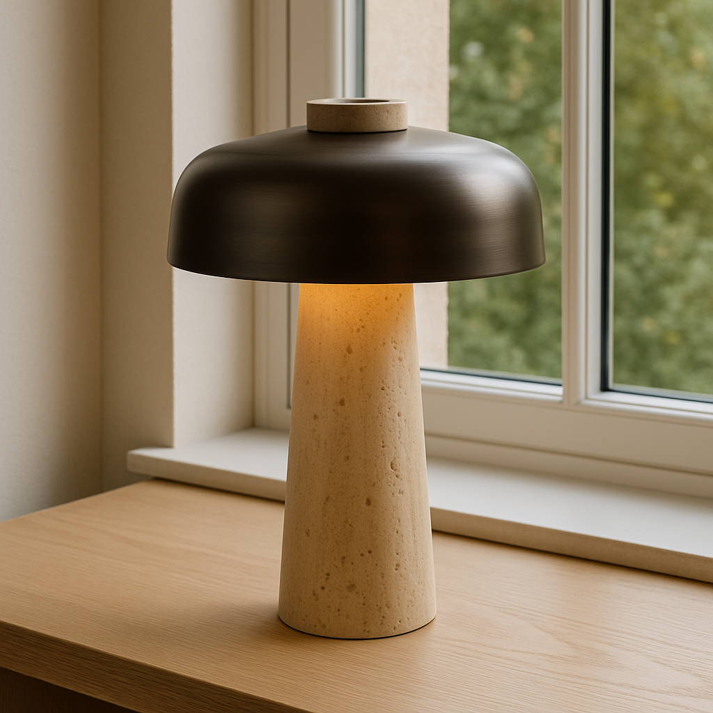 Bordlampe i travertin