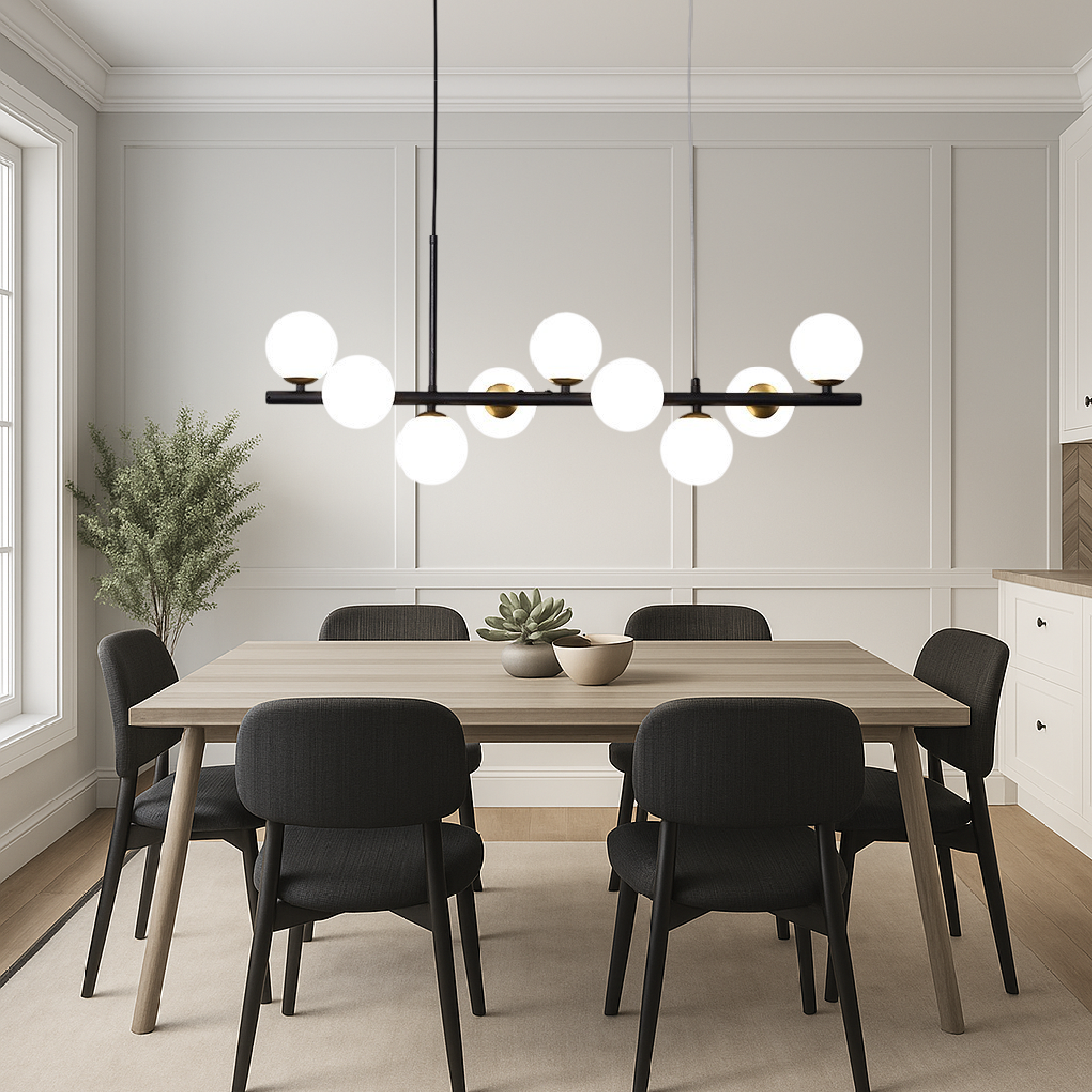 Sort pendellampe til spisestuen
