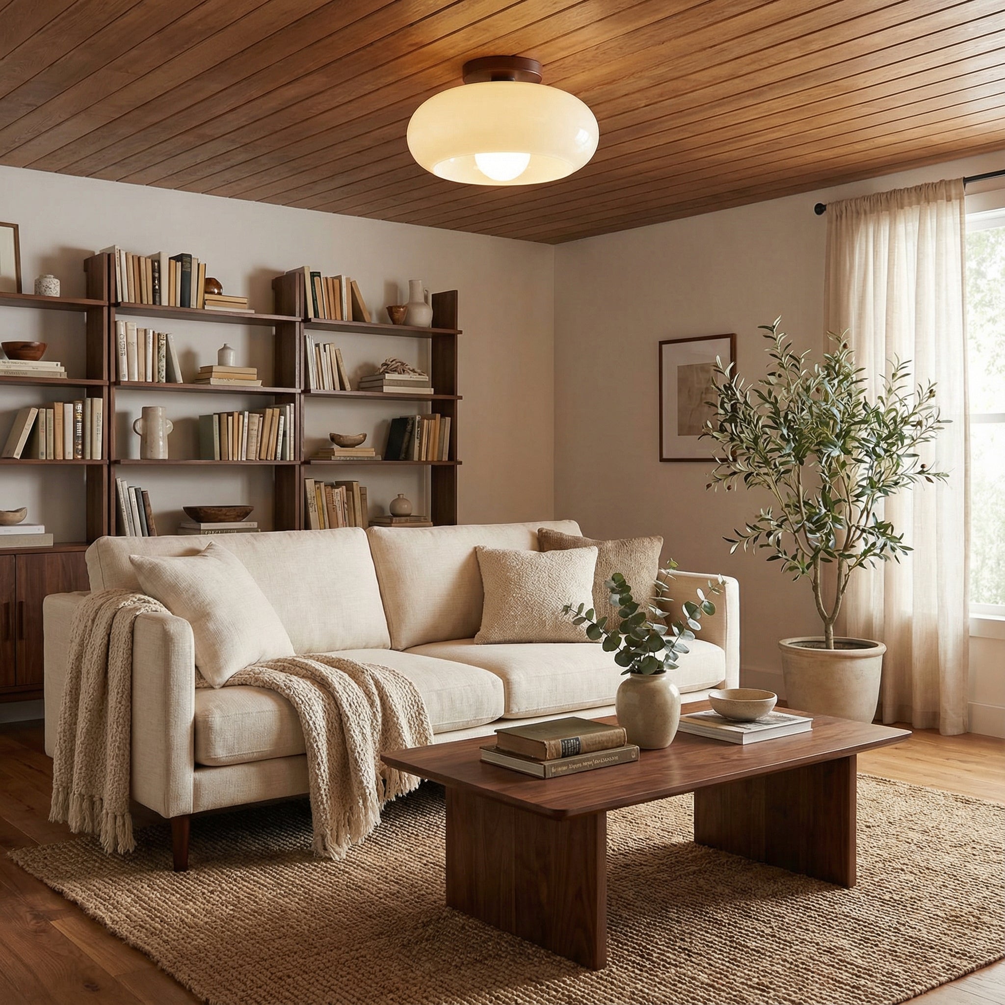 Fransk Bauhaus-loftslampe i creme