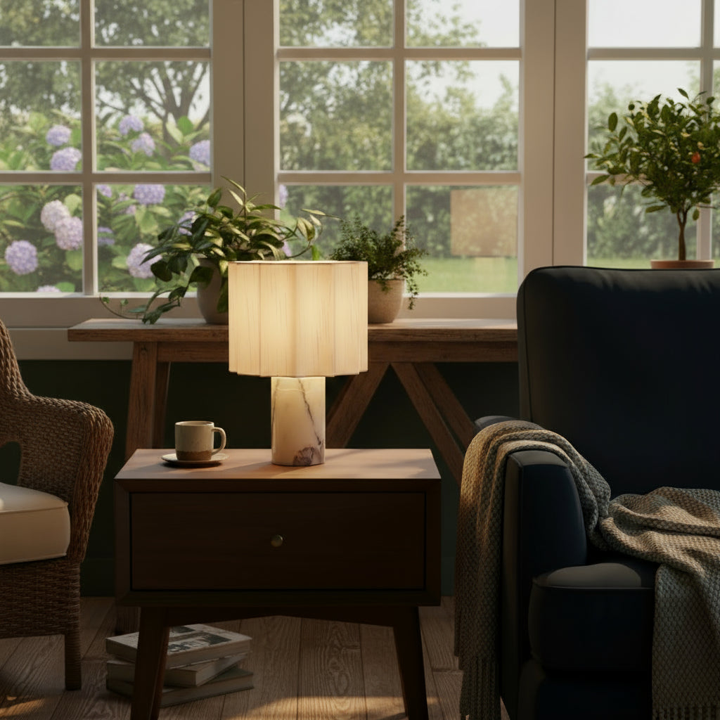 Mirna bordlampe i marmor