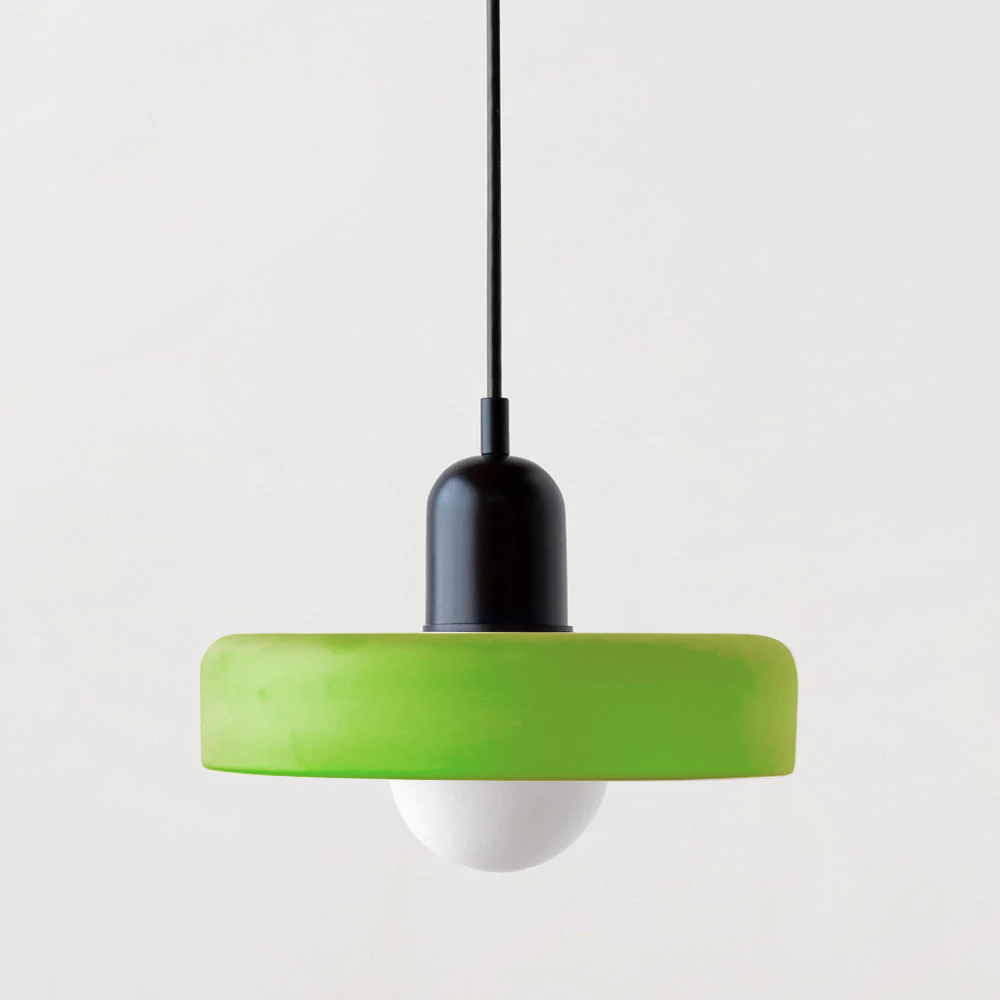 Bauhaus-pendel i farvet glas