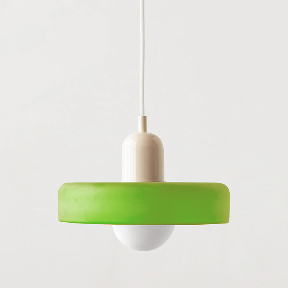 Bauhaus-pendel i farvet glas