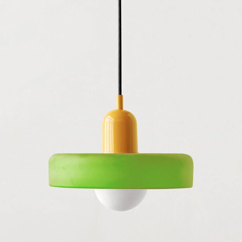 Bauhaus-pendel i farvet glas