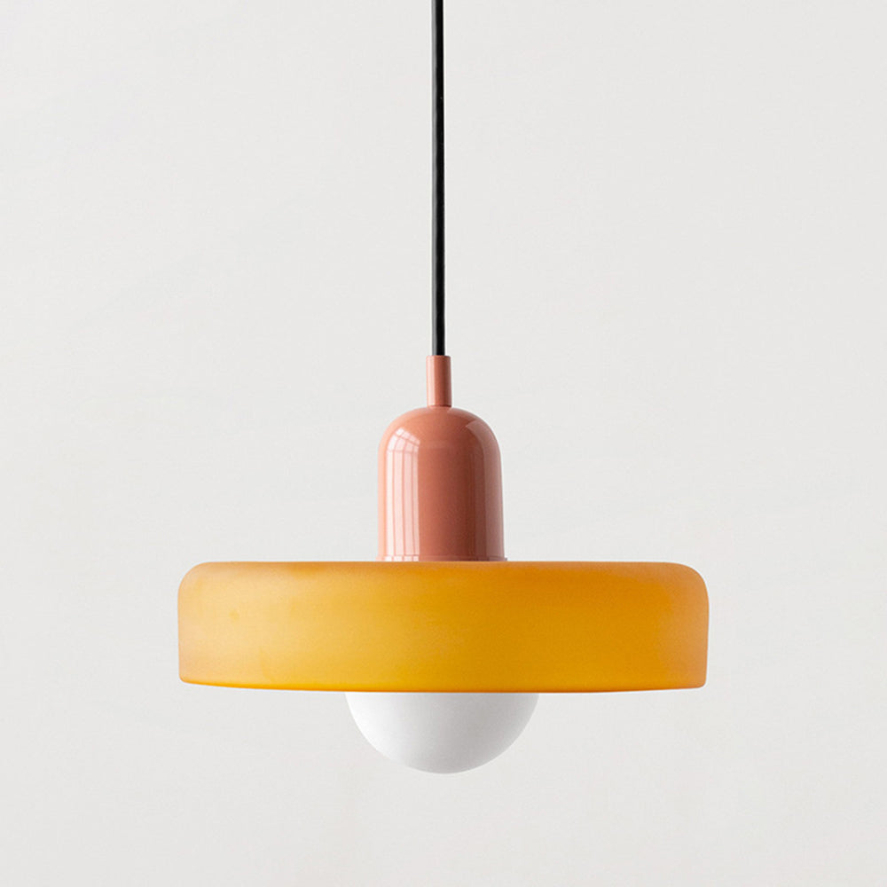 Bauhaus-pendel i farvet glas