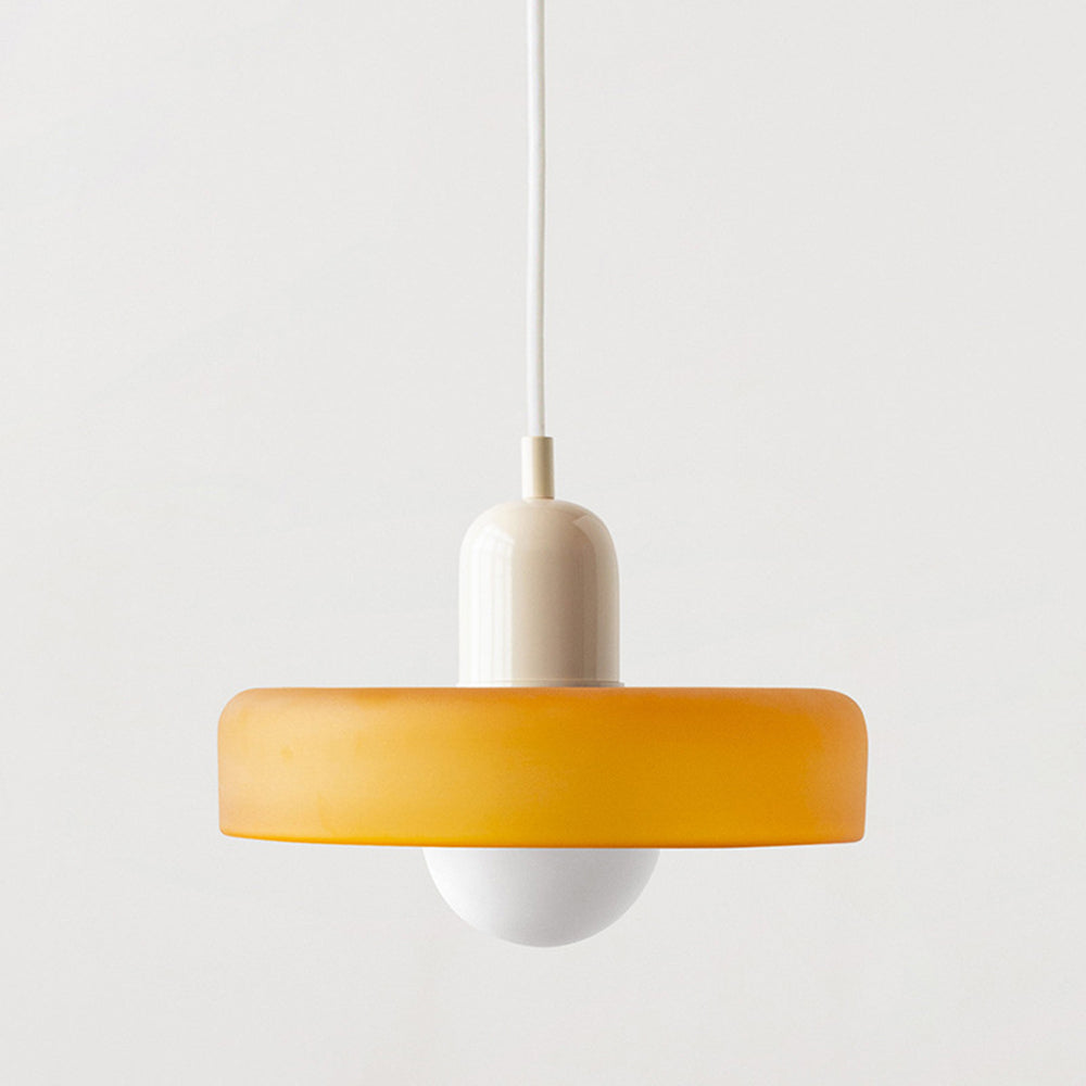 Bauhaus-pendel i farvet glas