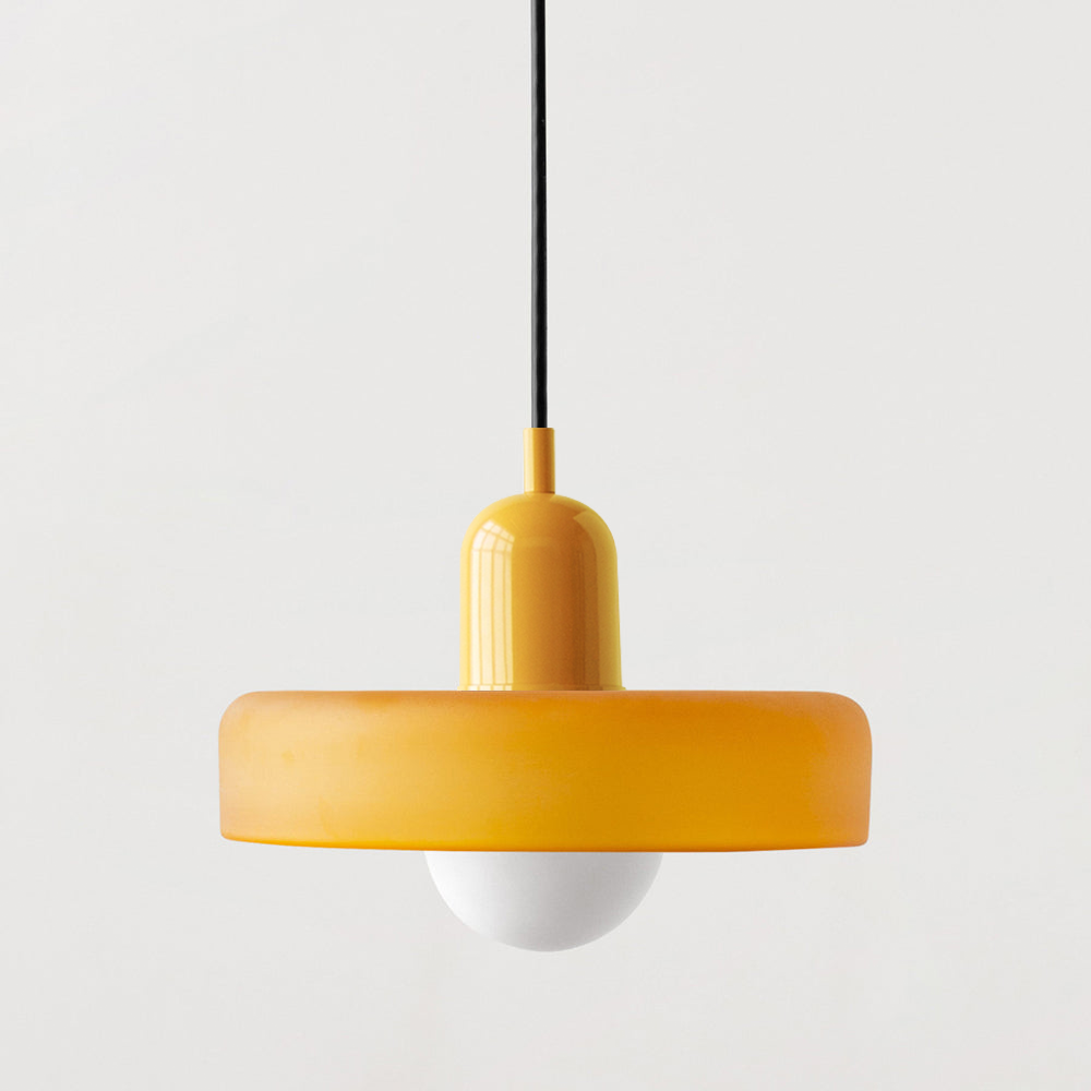 Bauhaus-pendel i farvet glas