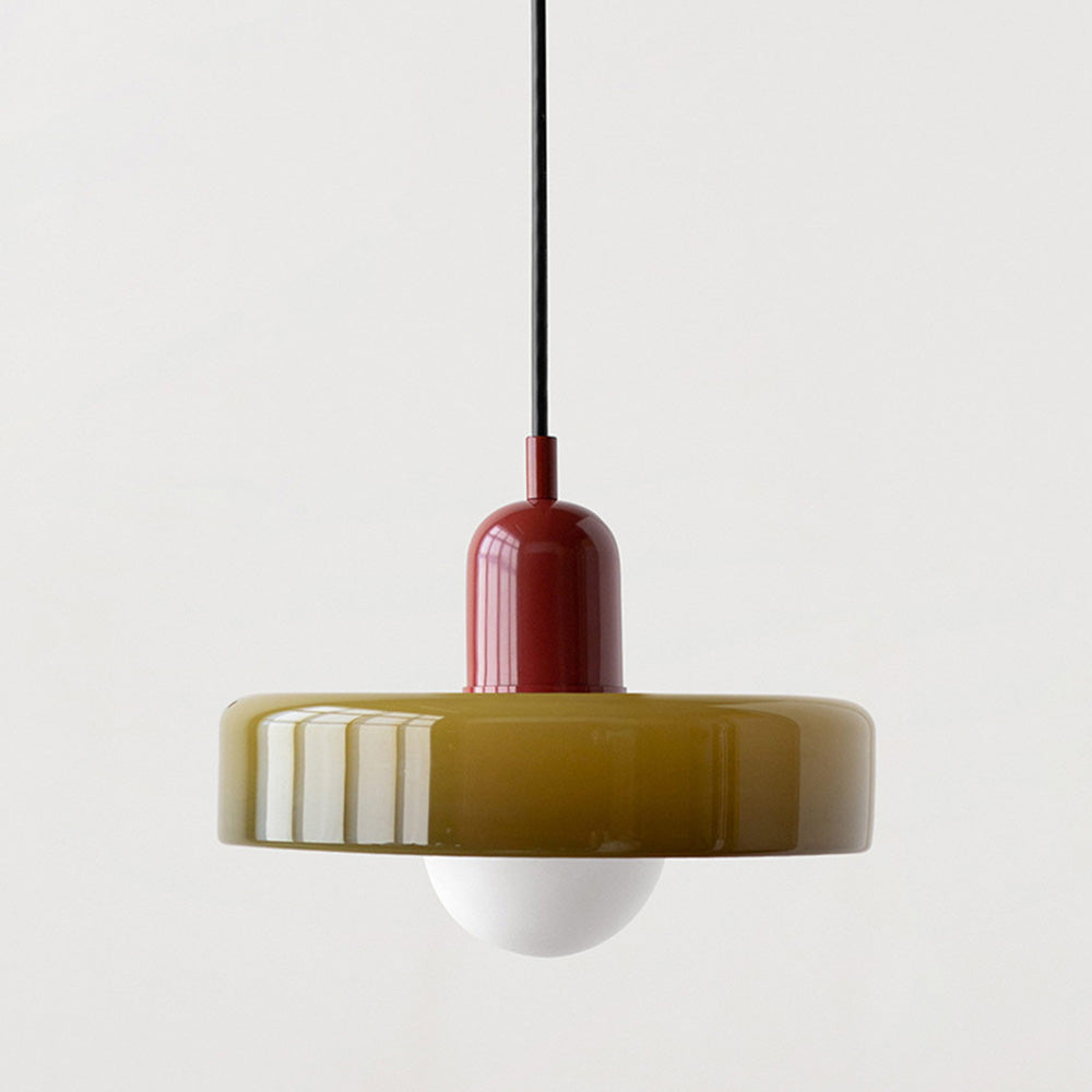 Bauhaus-pendel i farvet glas