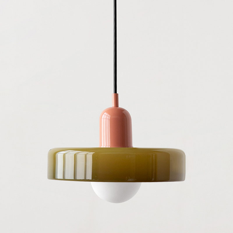Bauhaus-pendel i farvet glas