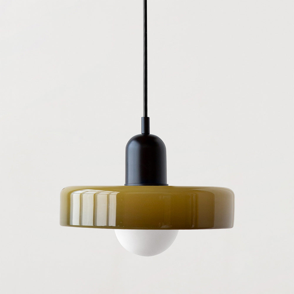 Bauhaus-pendel i farvet glas