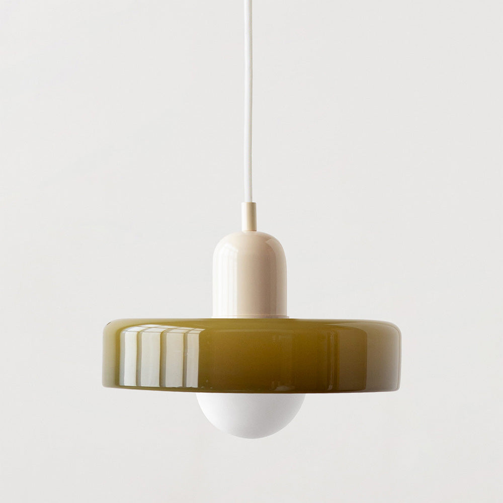 Bauhaus-pendel i farvet glas