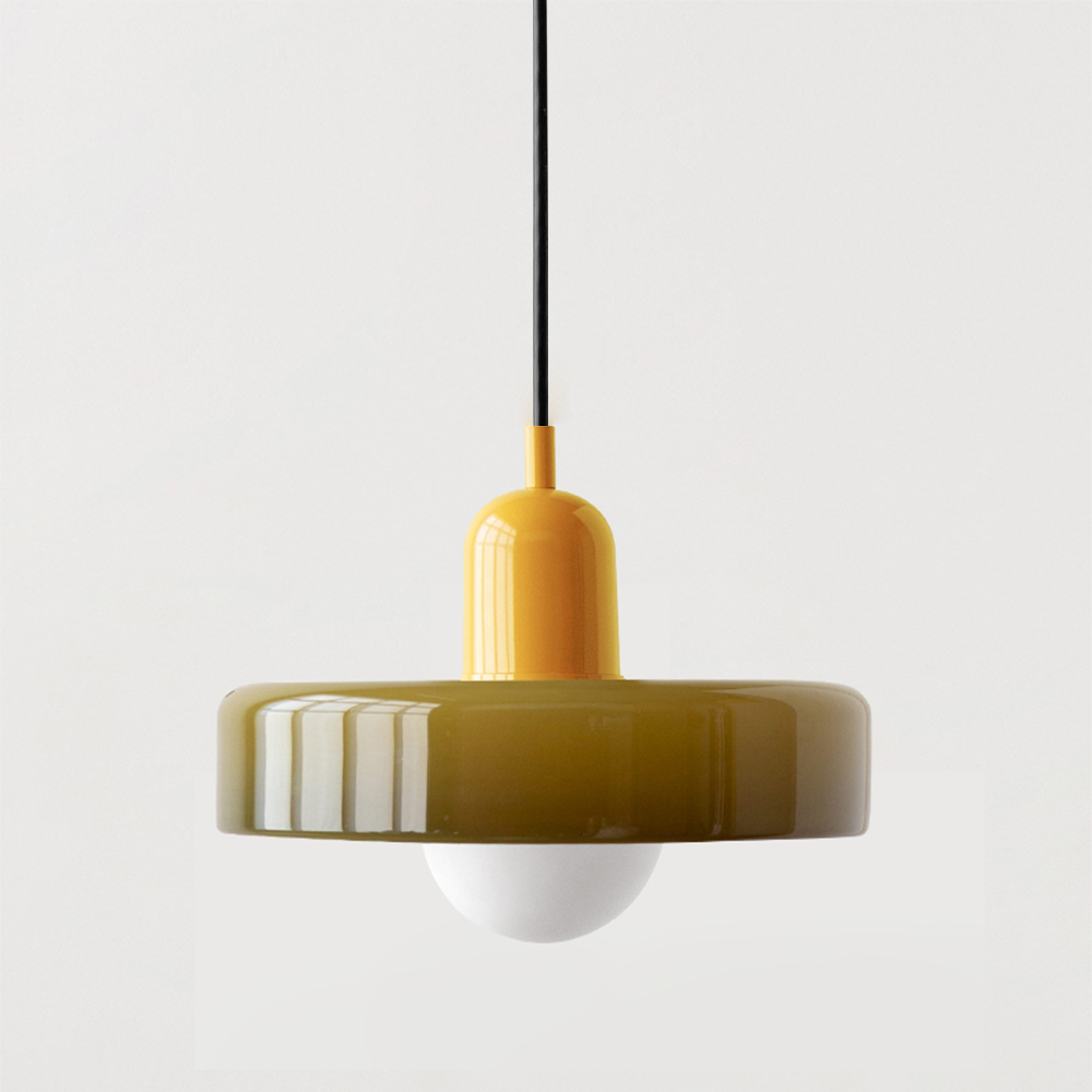 Bauhaus-pendel i farvet glas