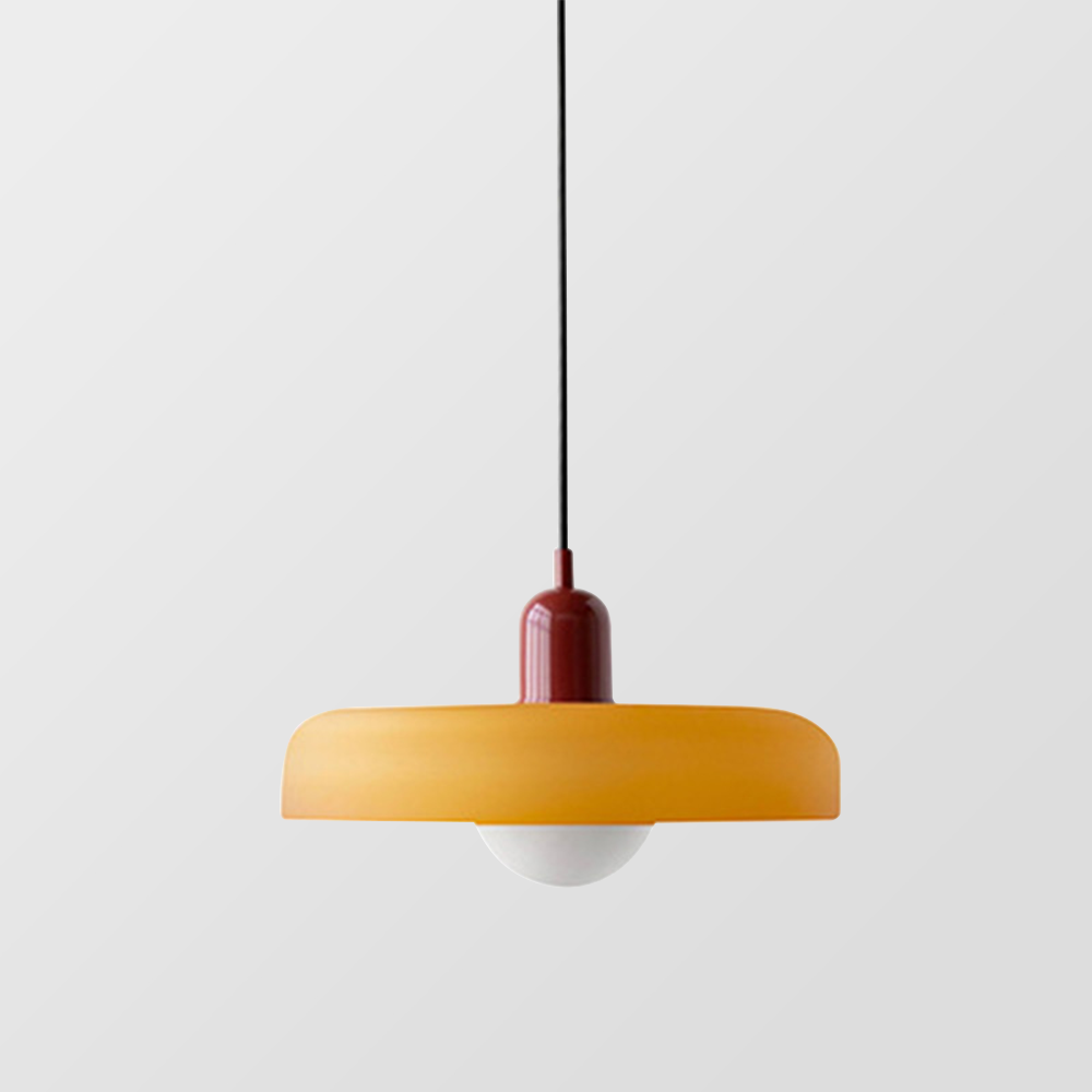 Bauhaus-pendel i farvet glas