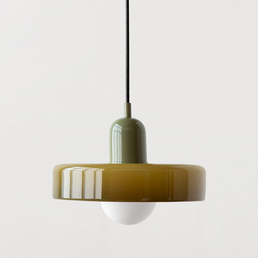 Bauhaus-pendel i farvet glas