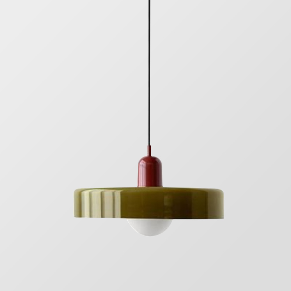 Bauhaus-pendel i farvet glas