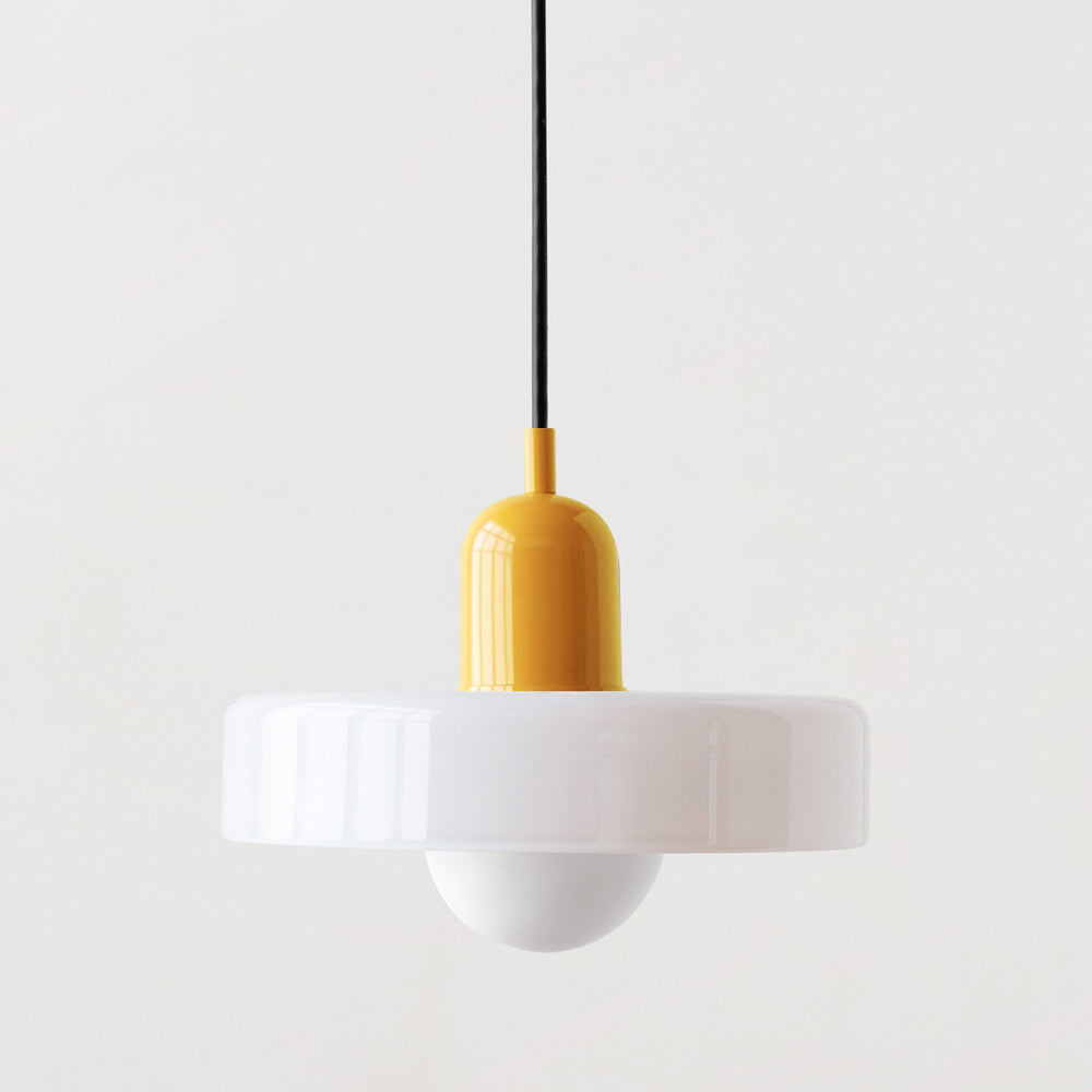 Bauhaus-pendel i farvet glas