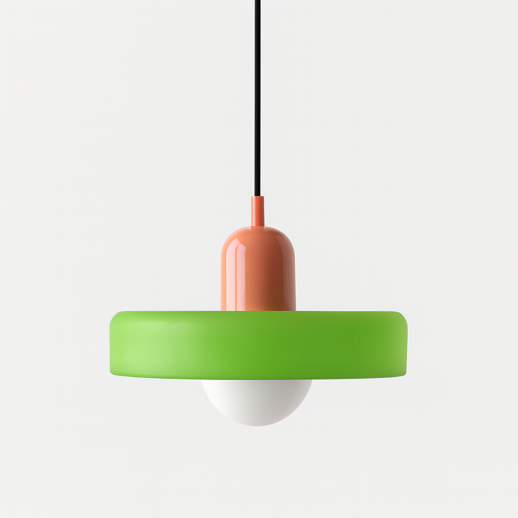 Bauhaus-pendel i farvet glas
