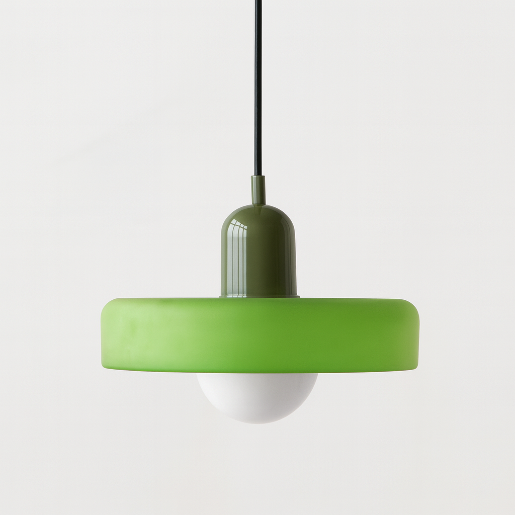 Bauhaus-pendel i farvet glas