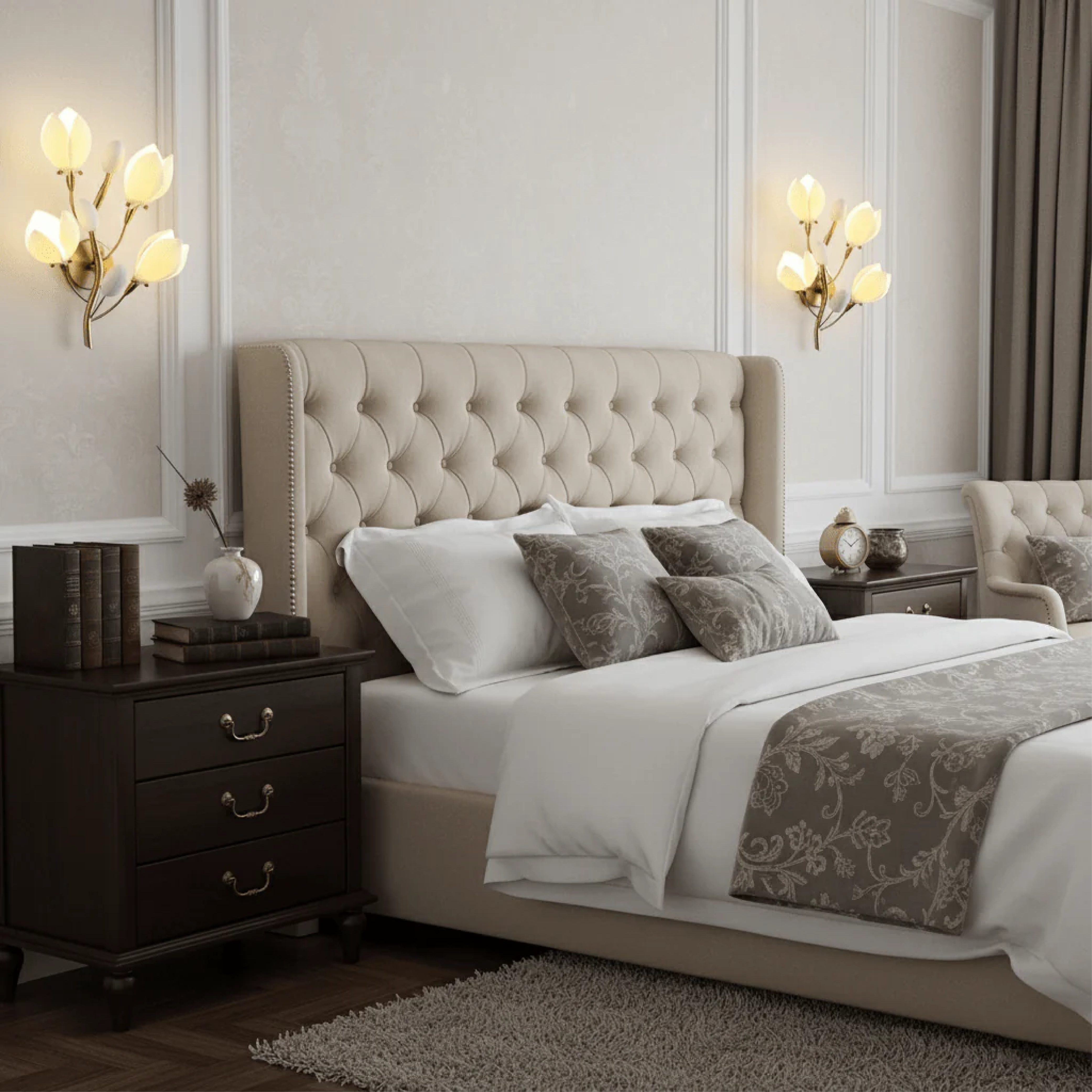 Keramisk blomster-væglampe