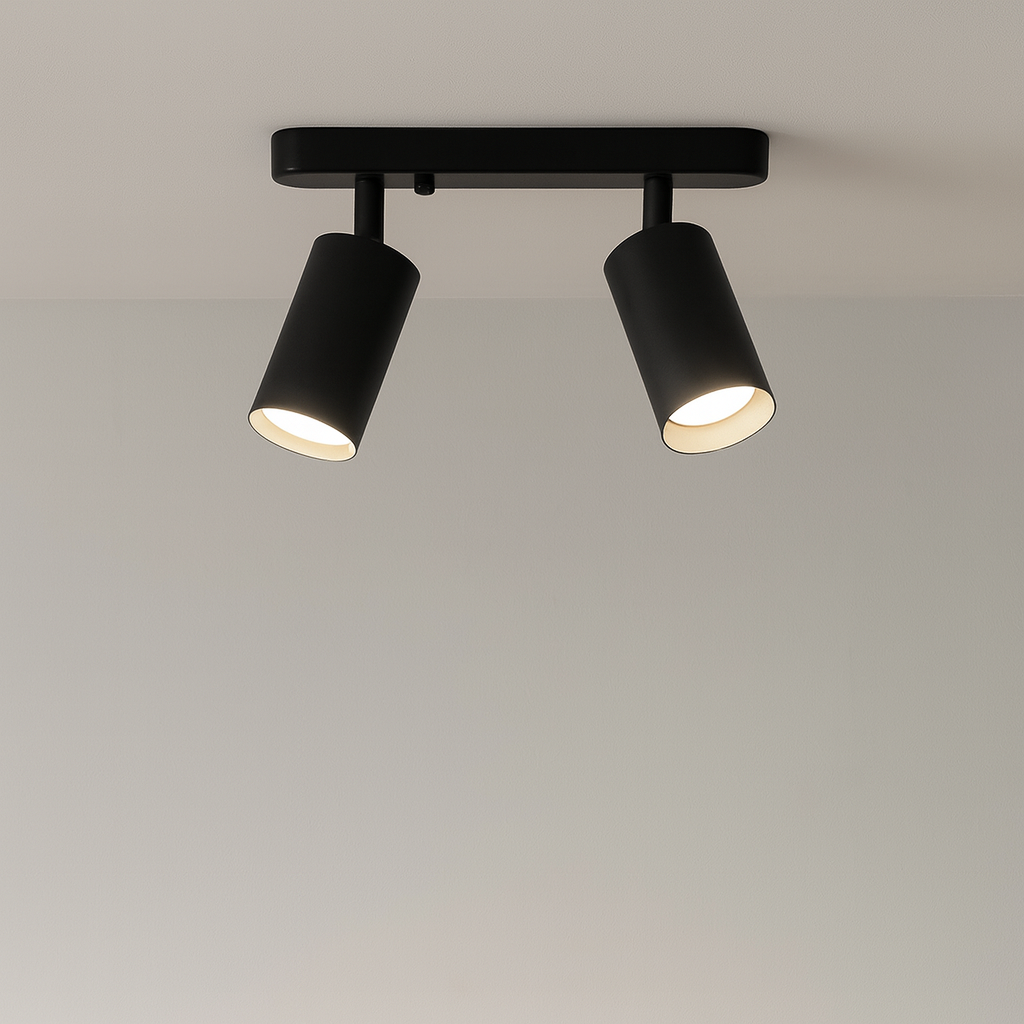 Drejelig spot-loftslampe med 2 hoveder