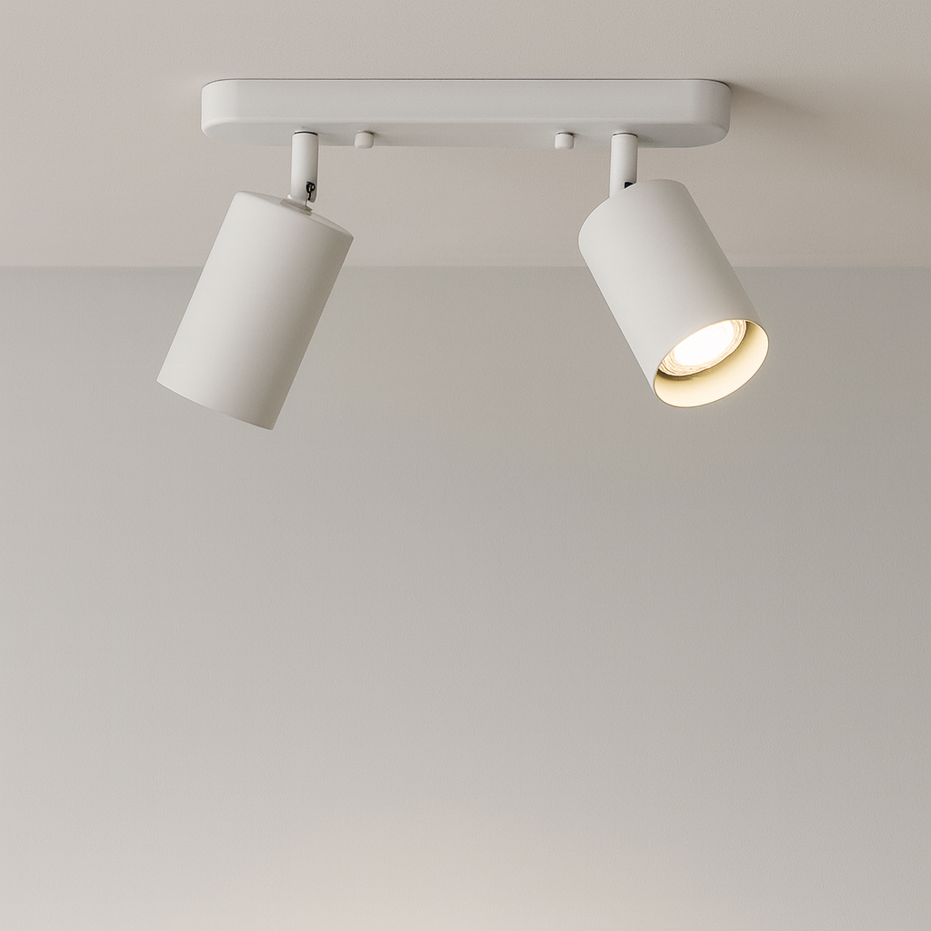 Drejelig spot-loftslampe med 2 hoveder