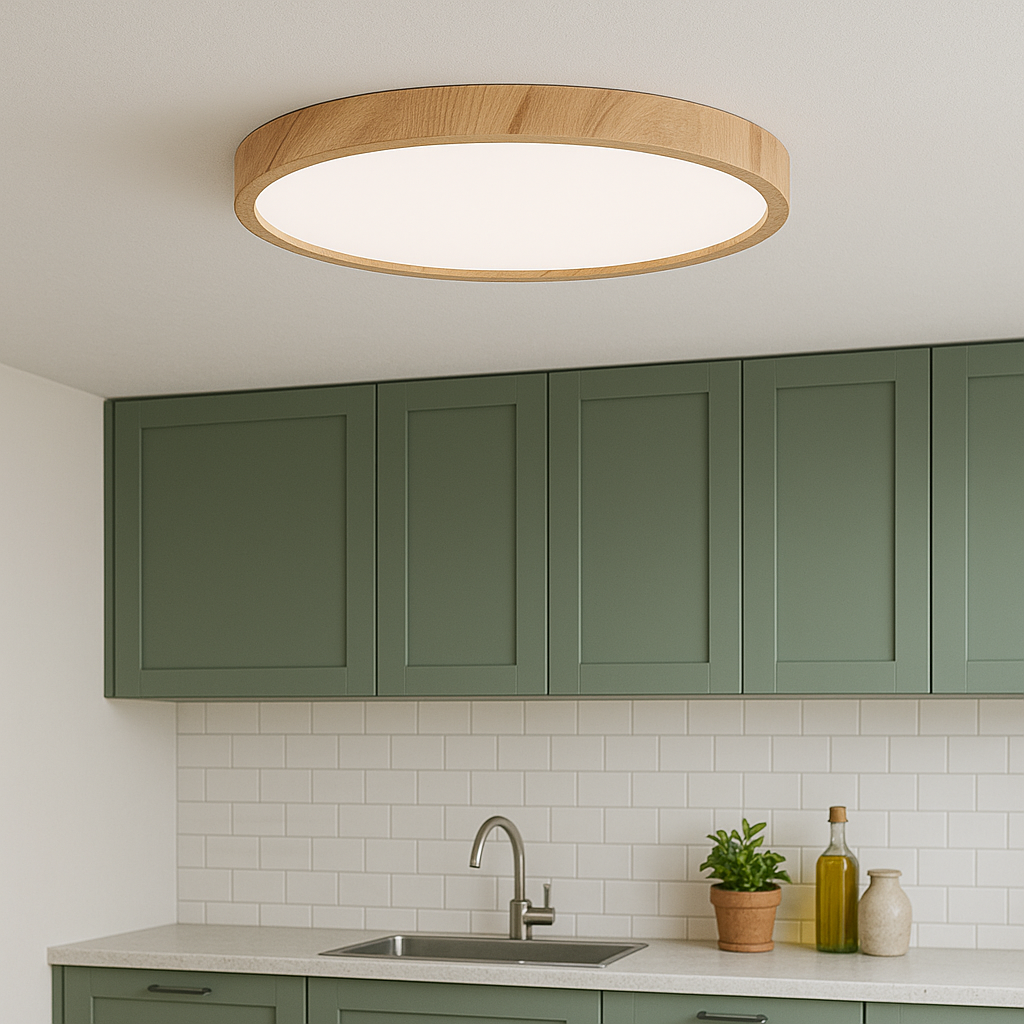 Loftslampe med trækorn