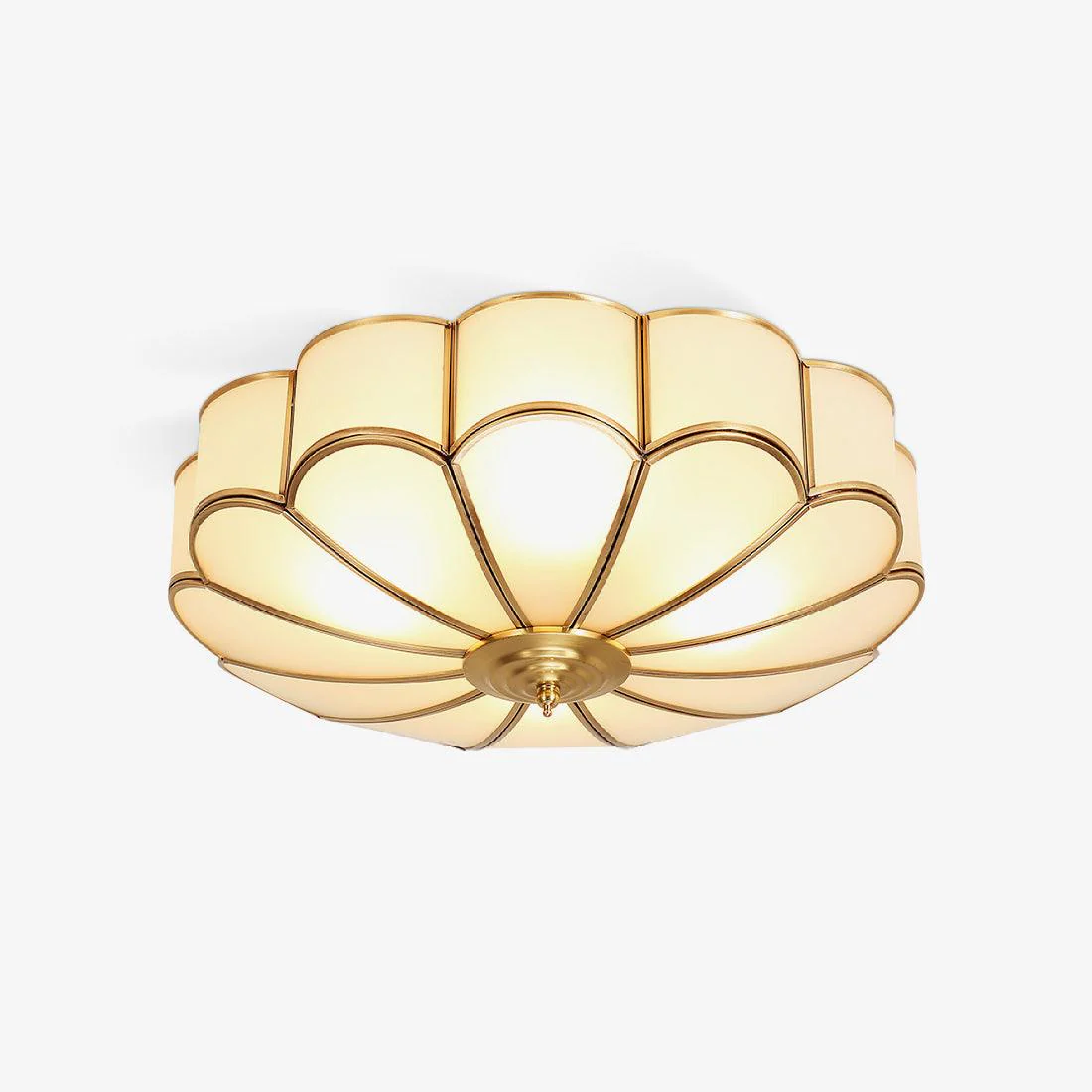 Blomsterformet loftslampe i glas