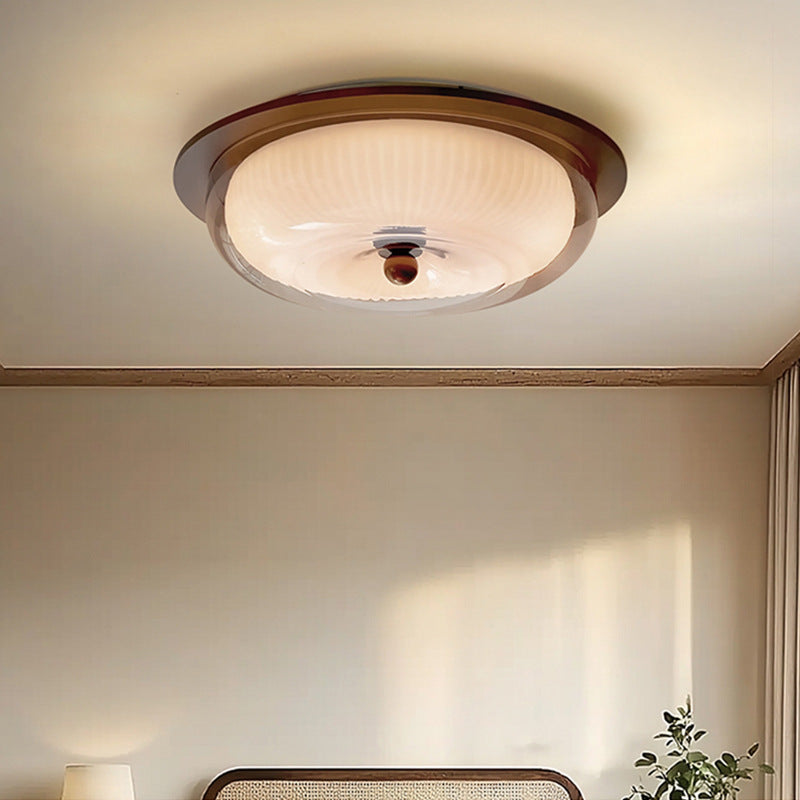 Loftslampe i glas og træ