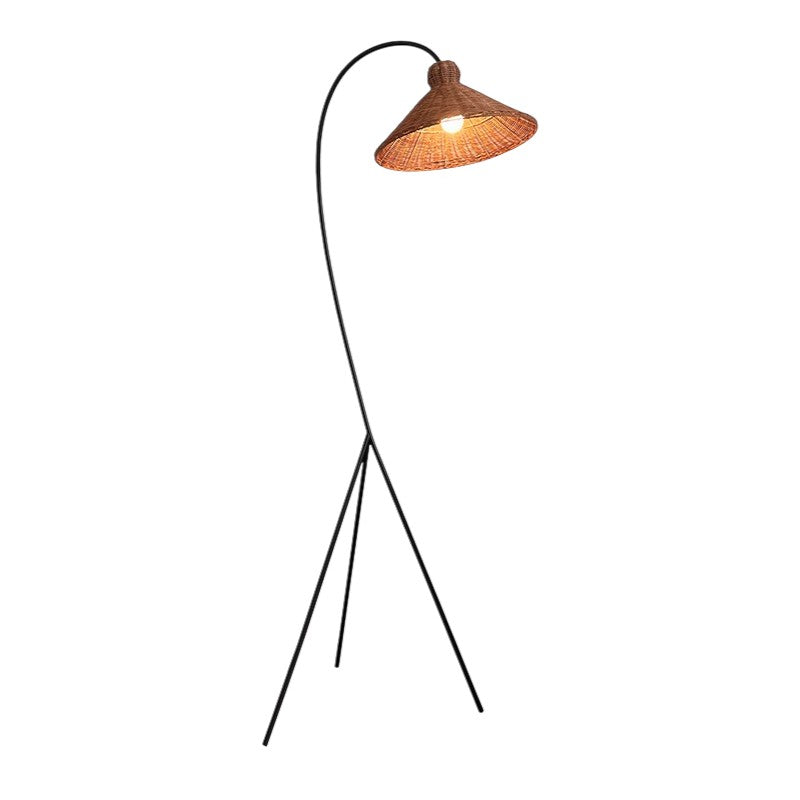 Gulvlampe med bambushætte