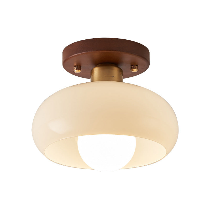 Loftslampe i cremefarvet træ