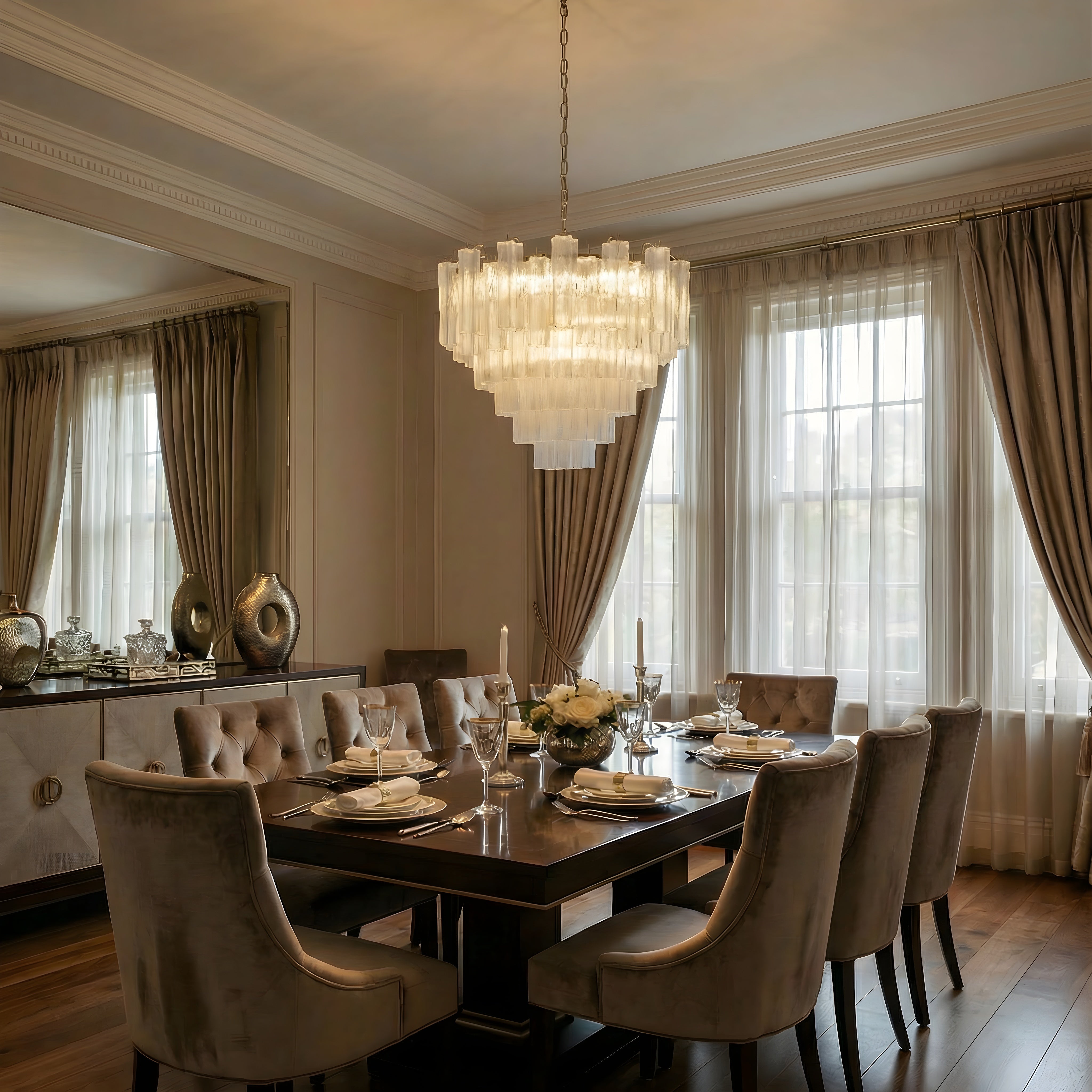 Lysekrone i fransk glas