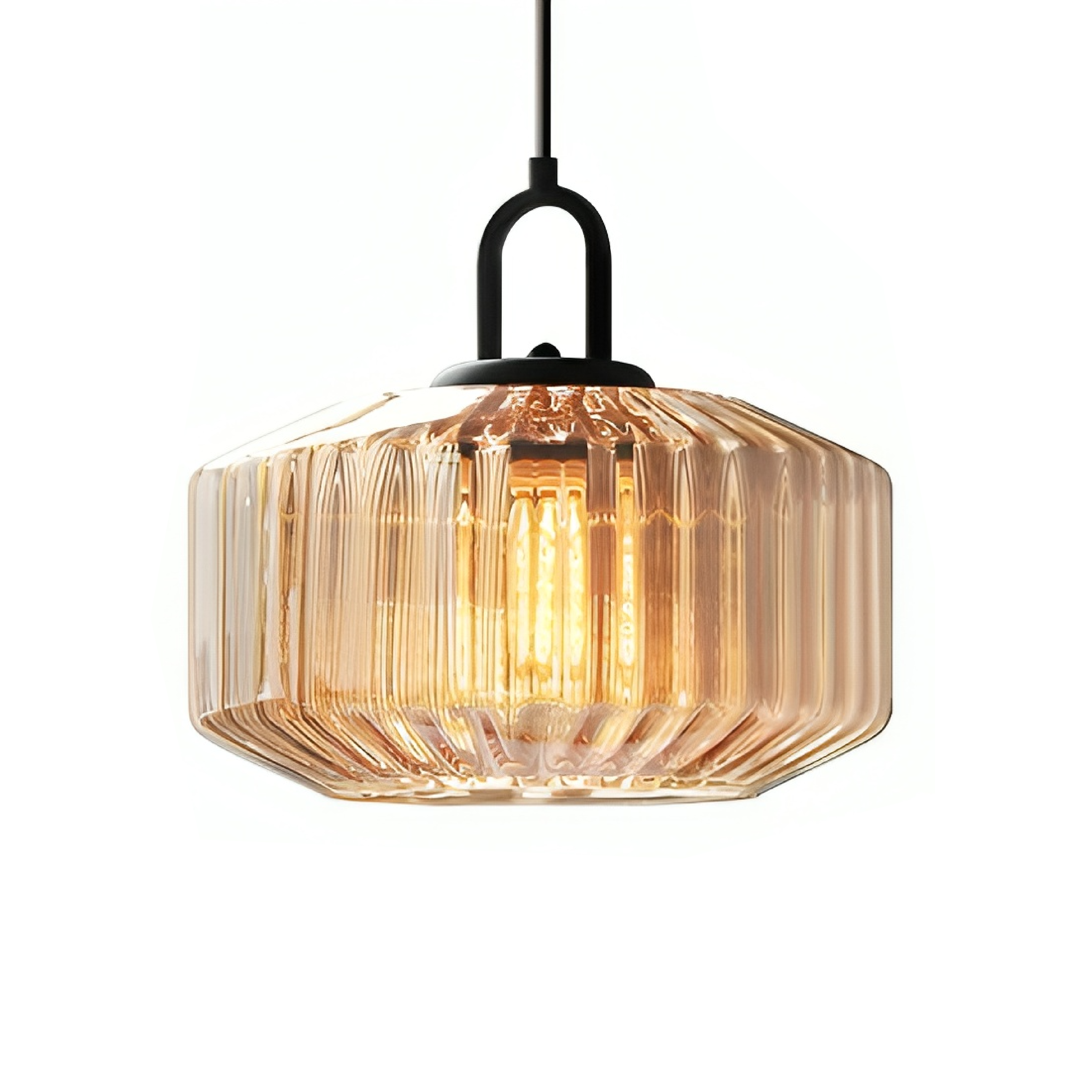 Pendellampe i farvet glas