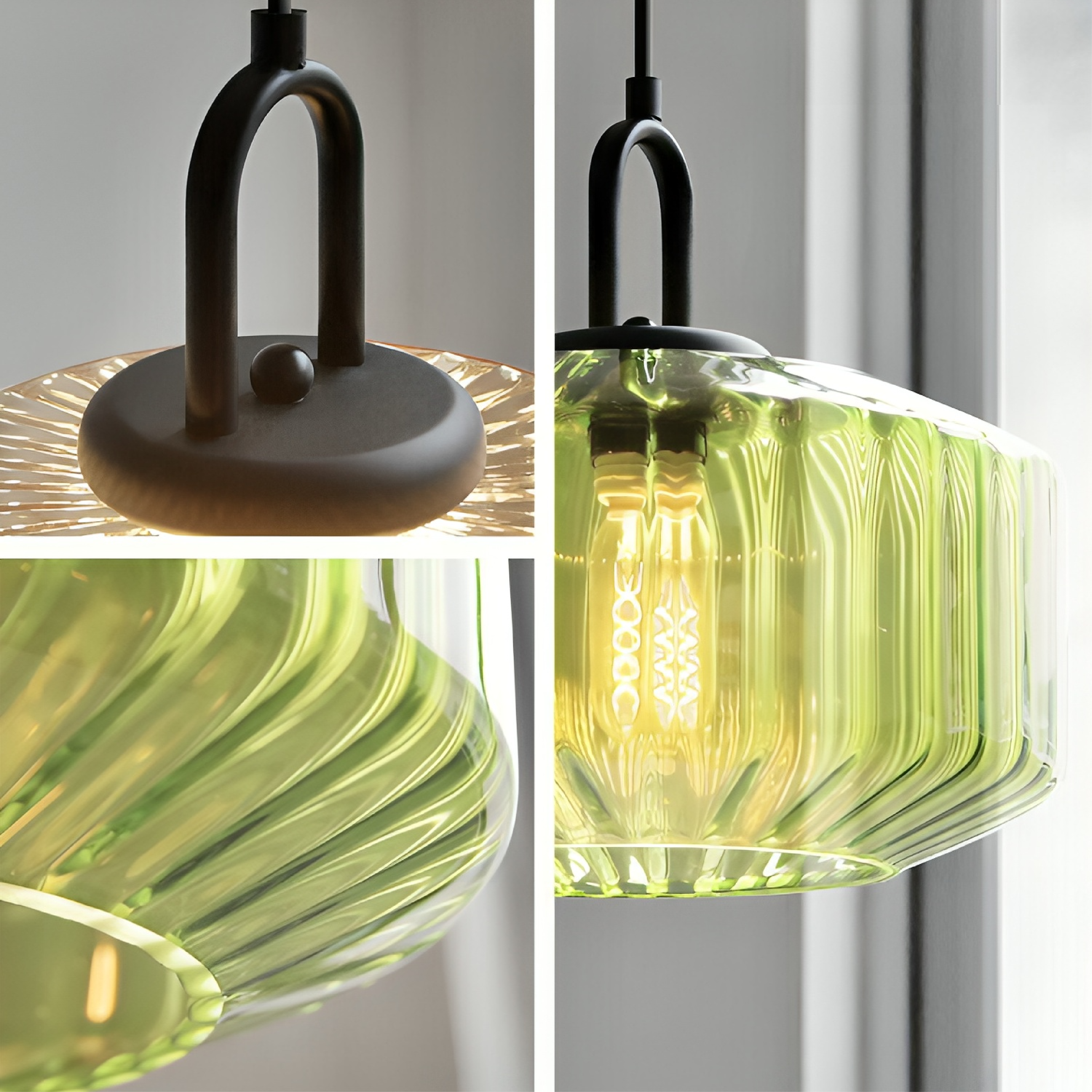 Pendellampe i farvet glas
