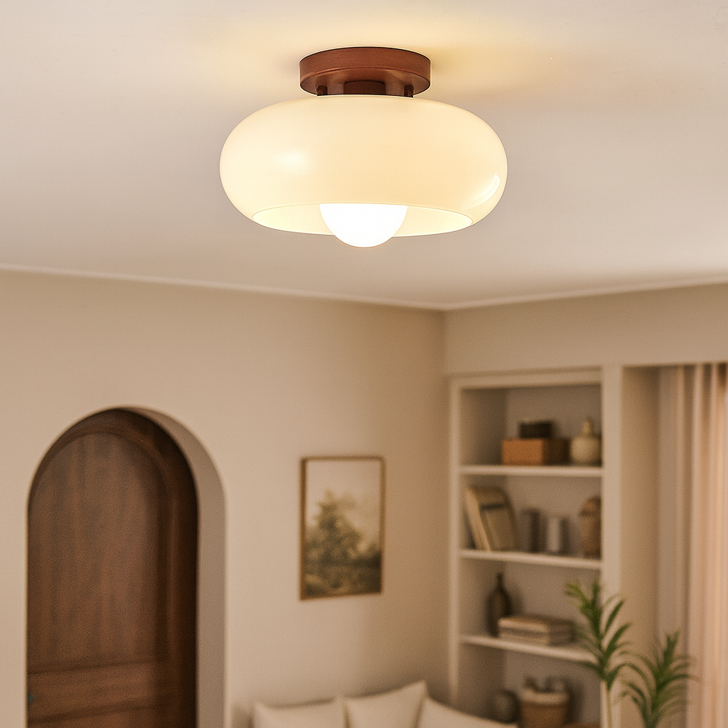 Fransk Bauhaus-loftslampe i creme